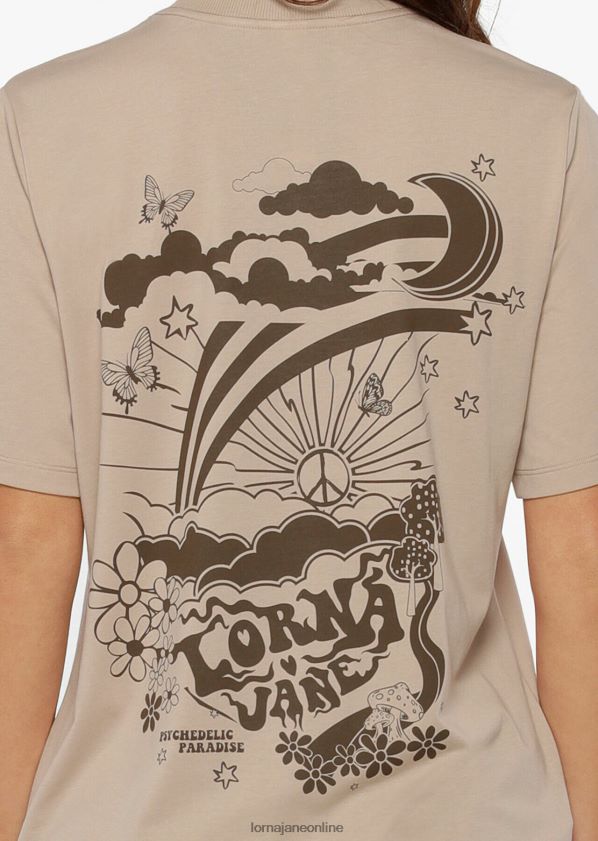 Lorna Jane Psychedelic Paradise entspanntes T-Shirt ZR60X135 Bekleidung cremefarben Frauen