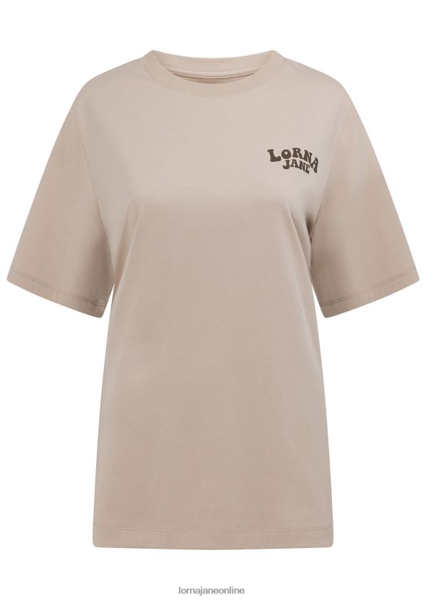 Lorna Jane Psychedelic Paradise entspanntes T-Shirt ZR60X135 Bekleidung cremefarben Frauen