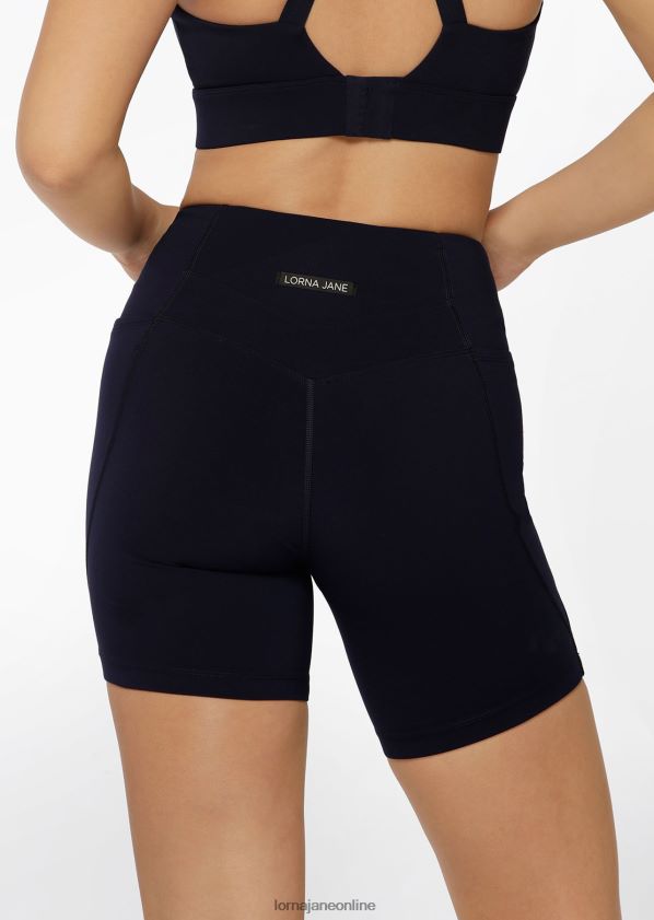 Lorna Jane Reißverschlusstasche recycelte Bauchstütze 16 cm lange Radhose ZR60X161 Bekleidung Französische Marine Frauen