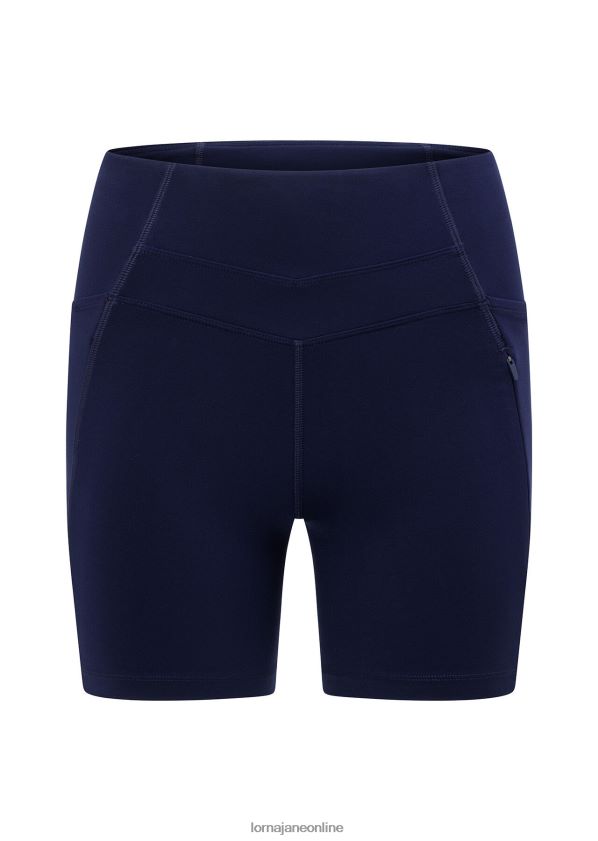 Lorna Jane Reißverschlusstasche recycelte Bauchstütze 16 cm lange Radhose ZR60X161 Bekleidung Französische Marine Frauen
