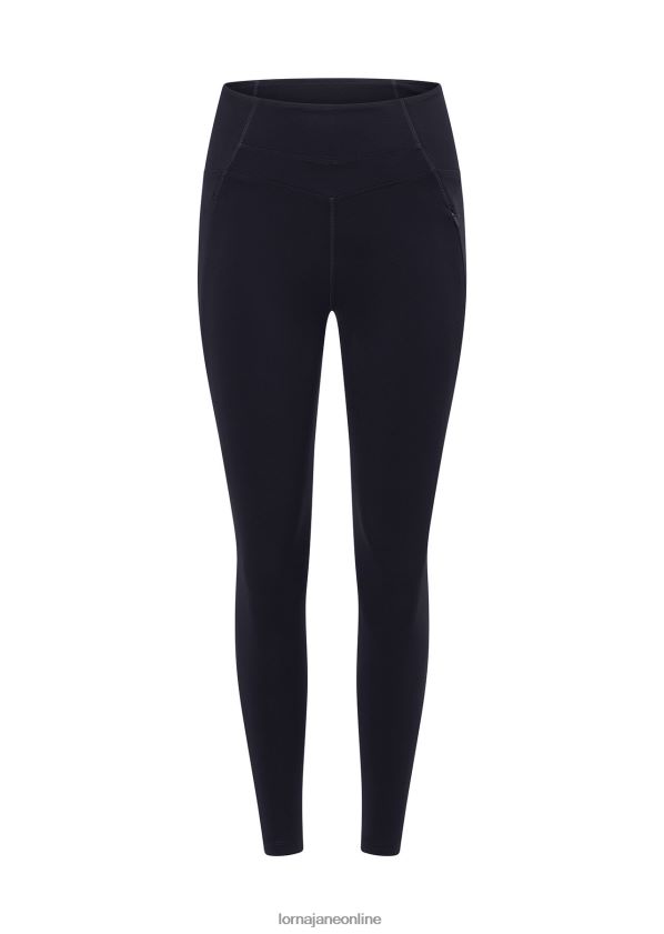 Lorna Jane Reißverschlusstasche recycelte Leggings mit Bauchunterstützung und Knöchelbeißer ZR60X173 Bekleidung Französische Marine Frauen