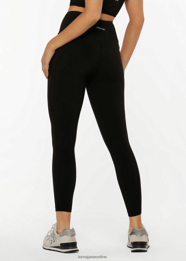 Lorna Jane Reißverschlusstasche recycelte Leggings mit Bauchunterstützung und Knöchelbeißer ZR60X174 Bekleidung Schwarz Frauen