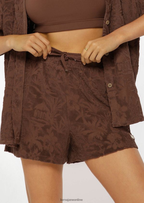 Lorna Jane Staubige Palm-Frottee-Shorts ZR60X298 Bekleidung Schokolade Frauen