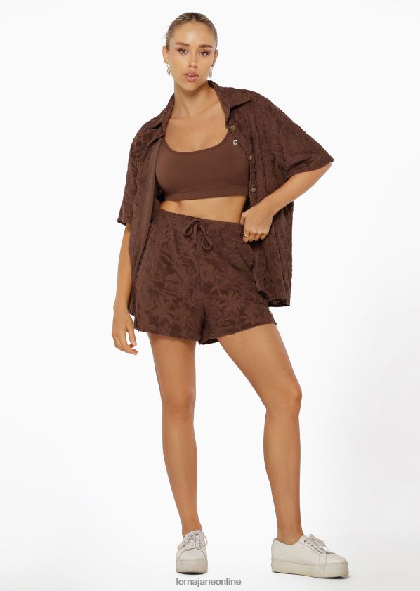 Lorna Jane Staubige Palm-Frottee-Shorts ZR60X298 Bekleidung Schokolade Frauen