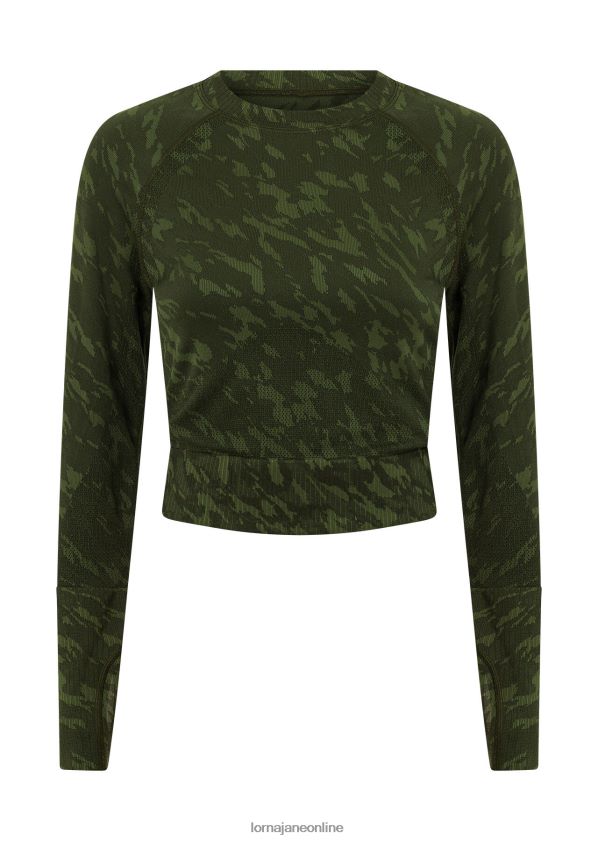 Lorna Jane Take a Hike nahtloses Langarmshirt ZR60X34 Bekleidung Gelände-Jacquard Frauen