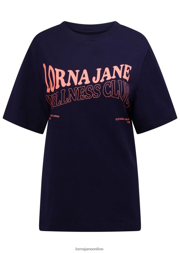 Lorna Jane Wellness Club Transdry entspanntes T-Shirt ZR60X164 Bekleidung Französische Marine Frauen