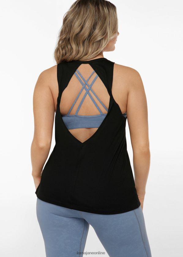 Lorna Jane Zurückdrehender aktiver Tank ZR60X16 Bekleidung Schwarz Frauen