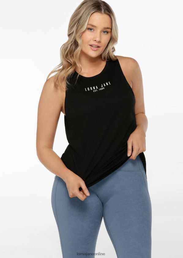 Lorna Jane Zurückdrehender aktiver Tank ZR60X16 Bekleidung Schwarz Frauen