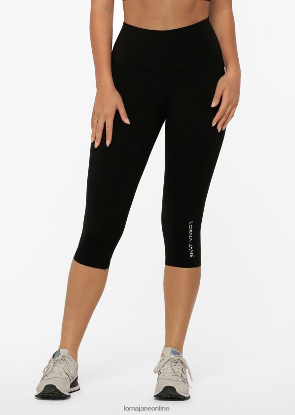 Lorna Jane hochgefaltete Lotus-3/4-Leggings ZR60X443 Bekleidung Schwarz Frauen