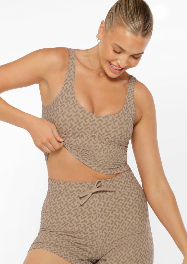 Lorna Jane monogrammatische Ripp-BH-Tank-Kombination ZR60X244 Bekleidung Monogrammdruck Frauen