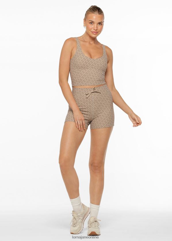 Lorna Jane monogrammatische Ripp-BH-Tank-Kombination ZR60X244 Bekleidung Monogrammdruck Frauen