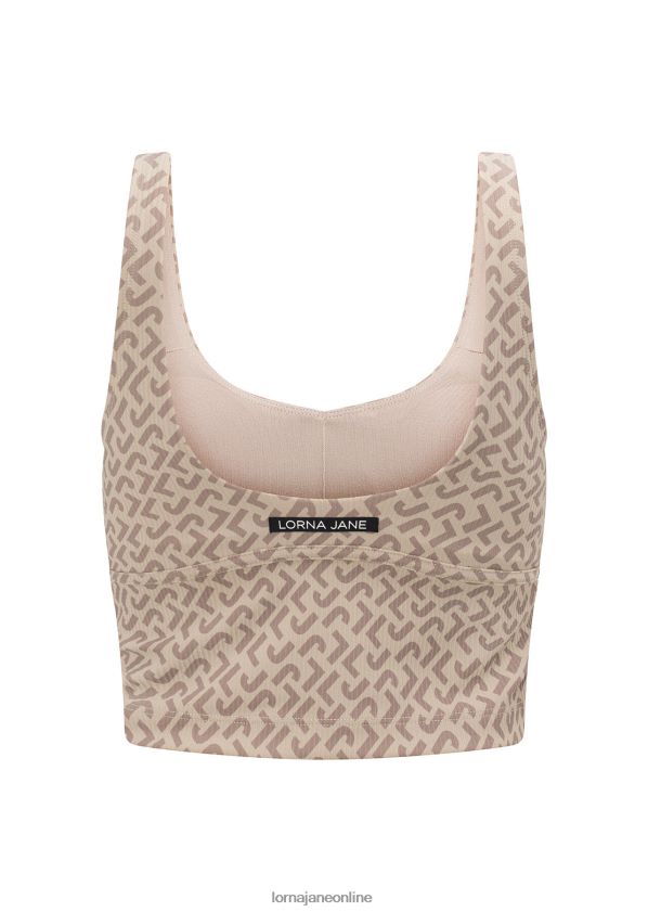 Lorna Jane monogrammatische Ripp-BH-Tank-Kombination ZR60X244 Bekleidung Monogrammdruck Frauen