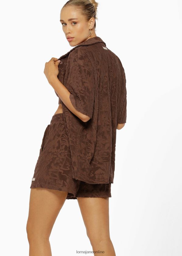 Lorna Jane staubiges Palmen-Frotteehemd ZR60X314 Bekleidung Schokolade Frauen