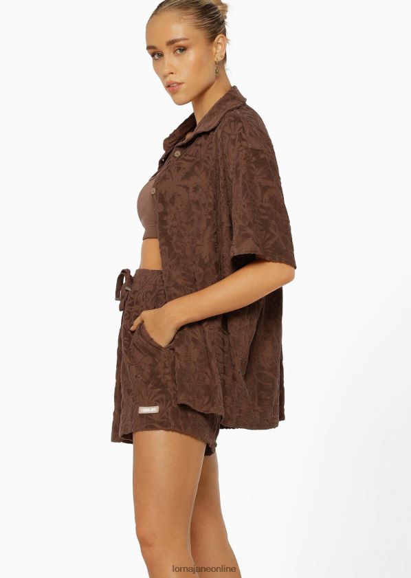 Lorna Jane staubiges Palmen-Frotteehemd ZR60X314 Bekleidung Schokolade Frauen