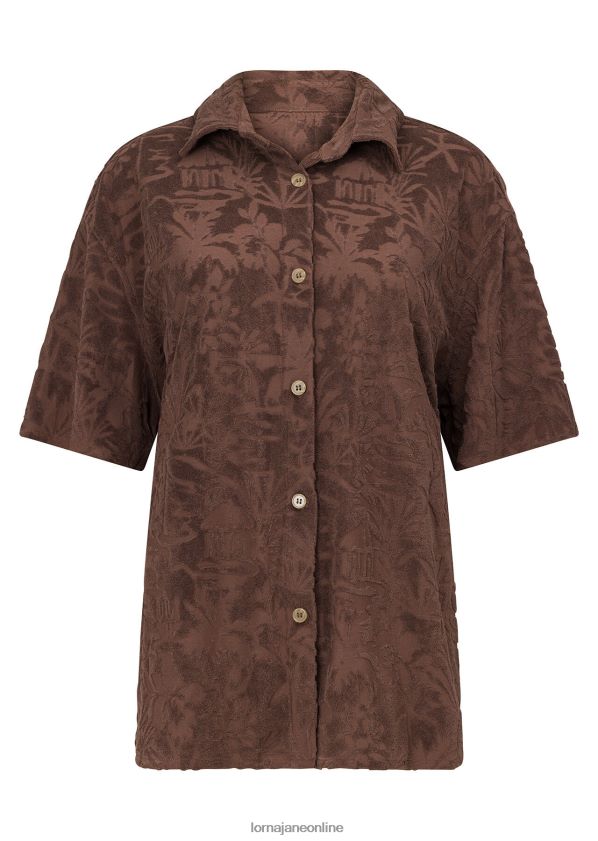 Lorna Jane staubiges Palmen-Frotteehemd ZR60X314 Bekleidung Schokolade Frauen