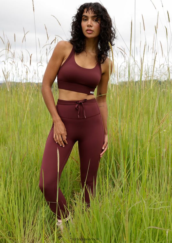 Lorna Jane Halten Sie mit den knöchelbeißenden Leggings mit mehreren Taschen Schritt ZR60X25 Bekleidung kastanienbraun Frauen