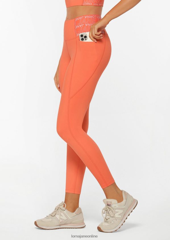 Lorna Jane Hochwertige Knöchelbeißer-Leggings mit Handytasche ZR60X266 Bekleidung Sonnenuntergang orange Frauen