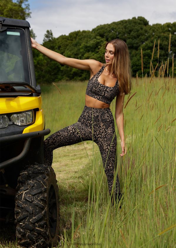 Lorna Jane Oasis Hi-Fold No-Ride-Pocket-Knöchelbeißer-Leggings ZR60X60 Bekleidung neutraler abstrakter Druck Frauen