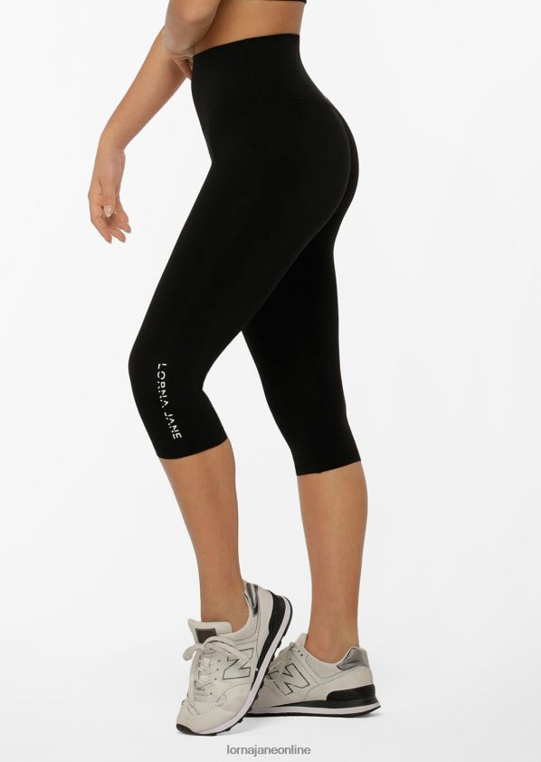 Lorna Jane hochgefaltete Lotus-3/4-Leggings ZR60X443 Bekleidung Schwarz Frauen