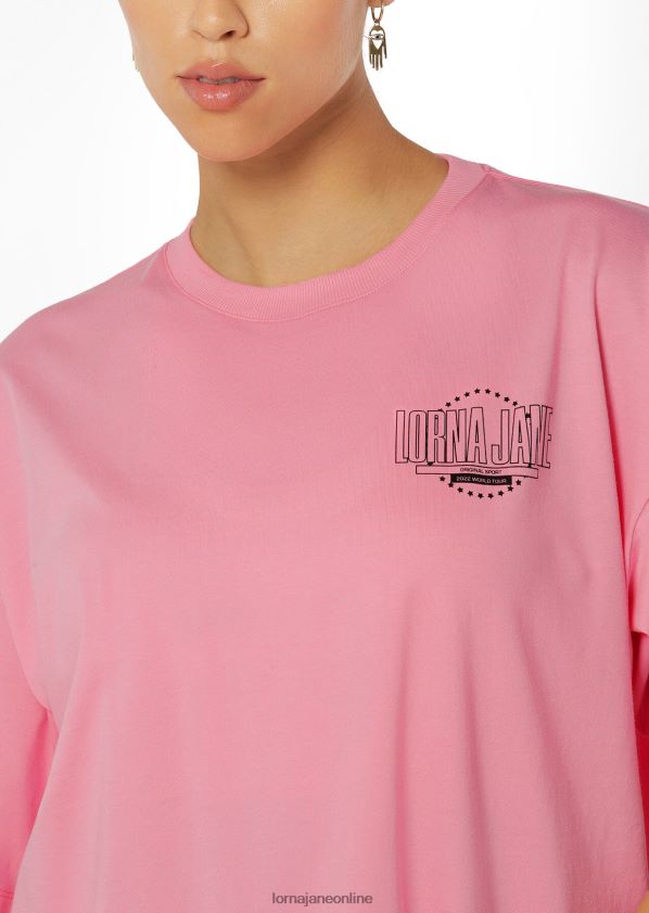 Lorna Jane Boyfriend-T-Shirt zur Welttournee 2022 ZR60X222 Bekleidung lebendiger Kaugummi Frauen