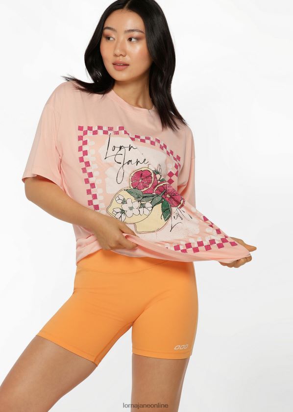 Lorna Jane Pikantes, gewaschenes Boyfriend-T-Shirt ZR60X300 Bekleidung gewaschener Staubpfirsich Frauen