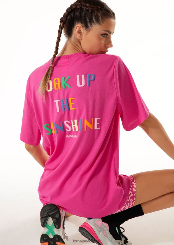 Lorna Jane Selbstliebe entspanntes T-Shirt ZR60X106 Bekleidung leuchtend rosa Frauen