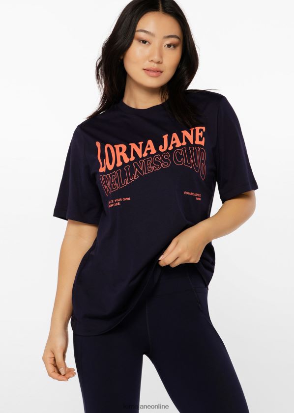 Lorna Jane Wellness Club Transdry entspanntes T-Shirt ZR60X164 Bekleidung Französische Marine Frauen